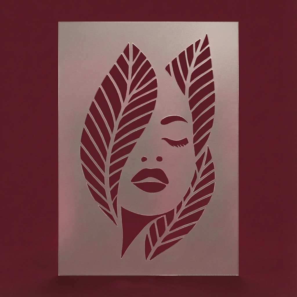 Mystische Blätterfrau – Schablone für Kunstprojekte - 4 Größen – Bild 4