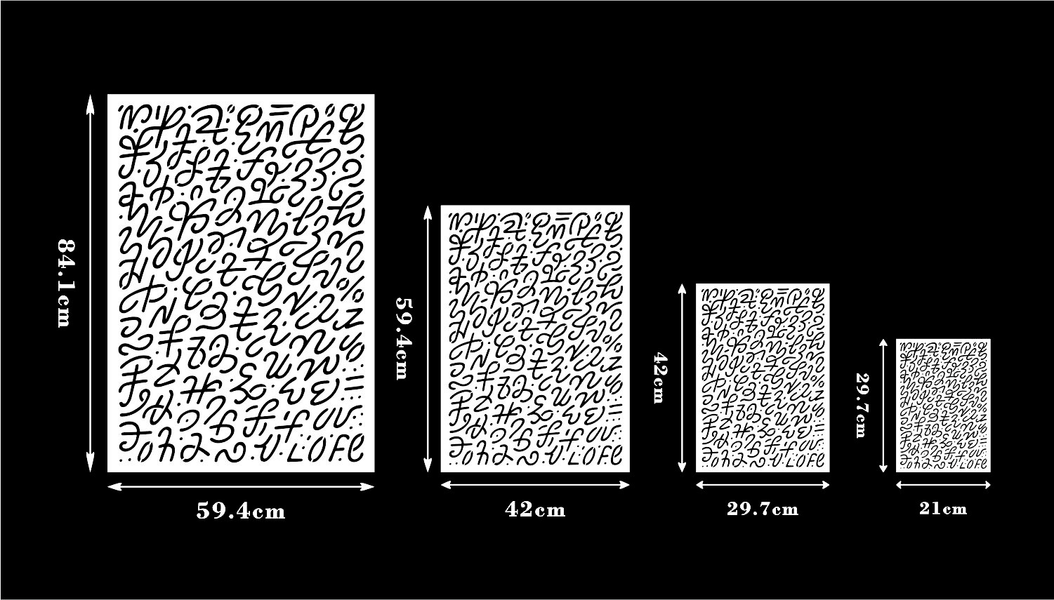 Asemische Musterzeichen – Struktur-Schablone - 4 Größen – Bild 3