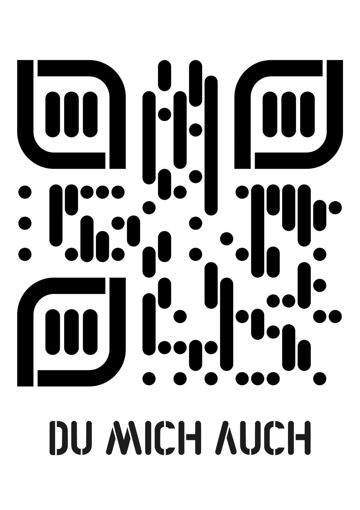 Kreatives QR-Code Kunstdesign – FrechDesign - Du mich auch - 4 Größen