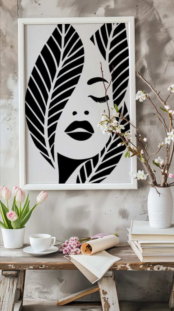 Mystische Blätterfrau – Schablone für Kunstprojekte - 4 Größen