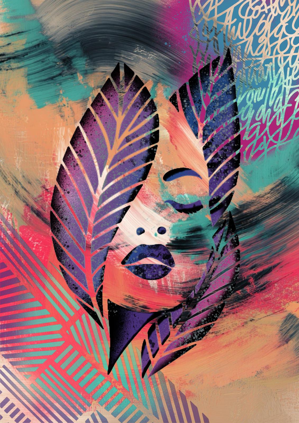 Mystische Blätterfrau – Schablone für Kunstprojekte - 4 Größen – Bild 3