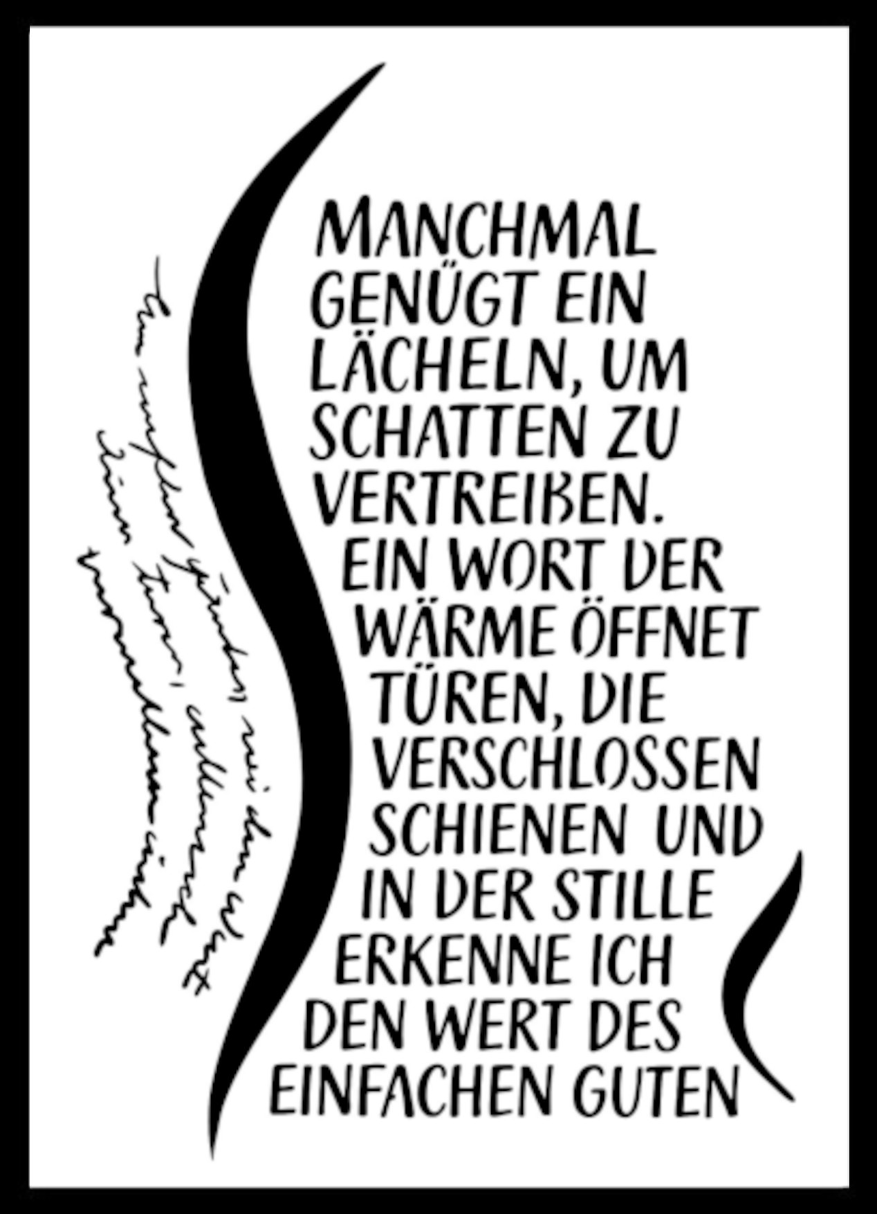 Ein Lächeln vertreibt Schatten – Text & Schwungform Schablone - 4 Größen – Bild 2