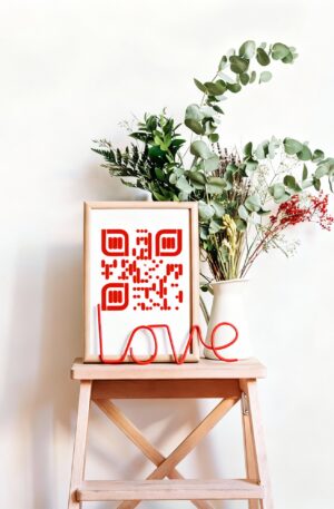 Kreatives QR-Code Kunstdesign - Liebe - 4 Größen