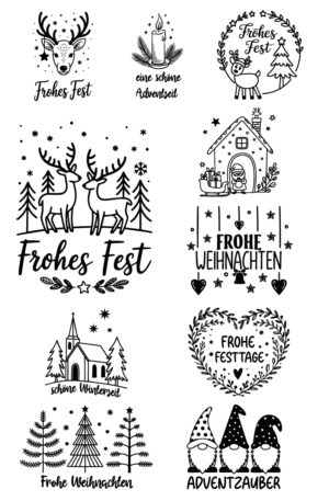 Weihnachtsillustrationen - Selbstklebende Siebdruck-Schablone