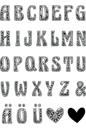 Kreative Buchstaben Schablone Zentangle Typo Stencil - Selbstklebende Siebdruck-Schablone