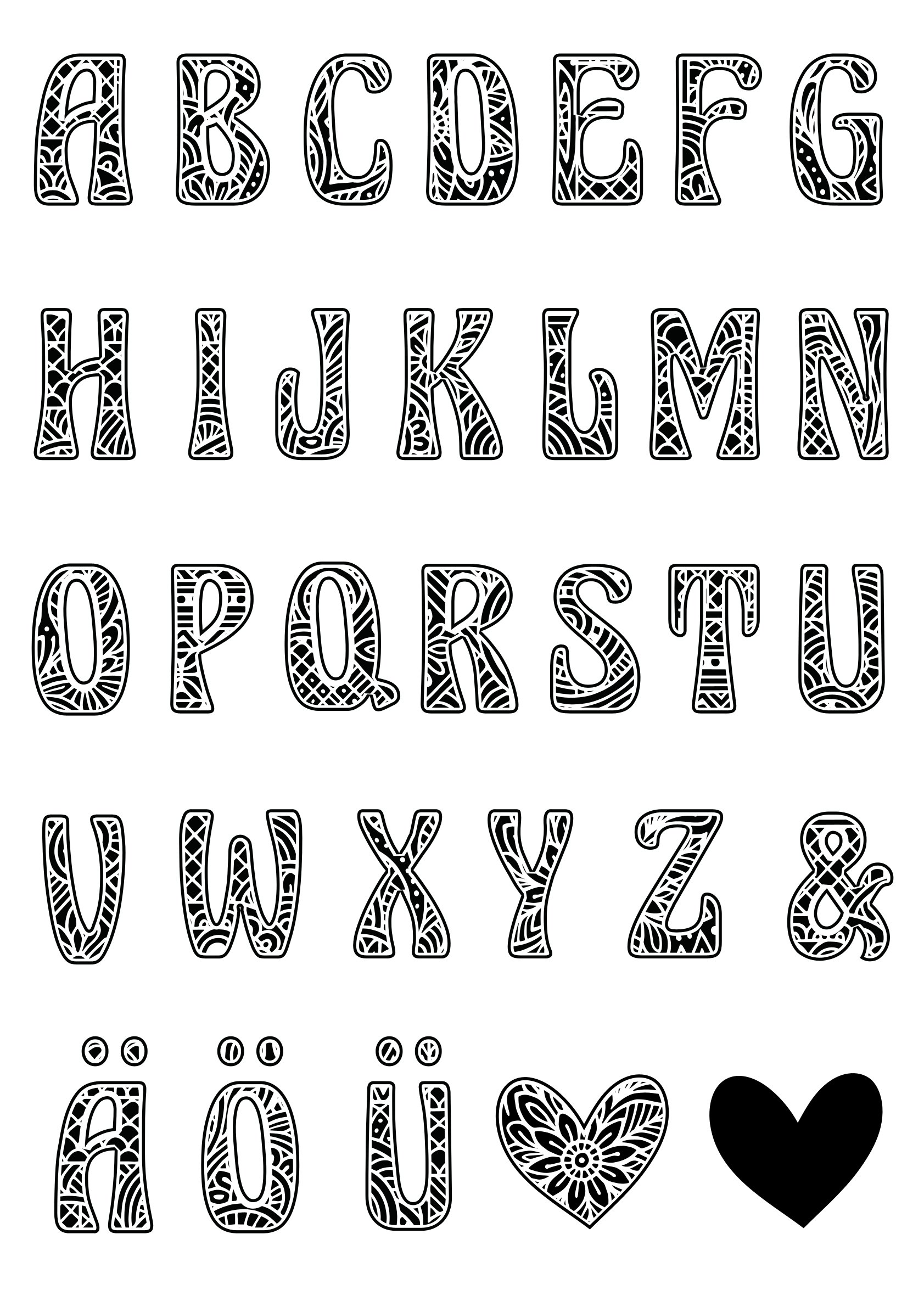 Kreative Buchstaben Schablone Zentangle Typo Stencil - Selbstklebende Siebdruck-Schablone