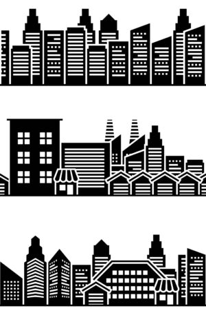 Skyline Panorama Schablone – Detailliertes Stadtmotive - Selbstklebende Siebdruck-Schablone