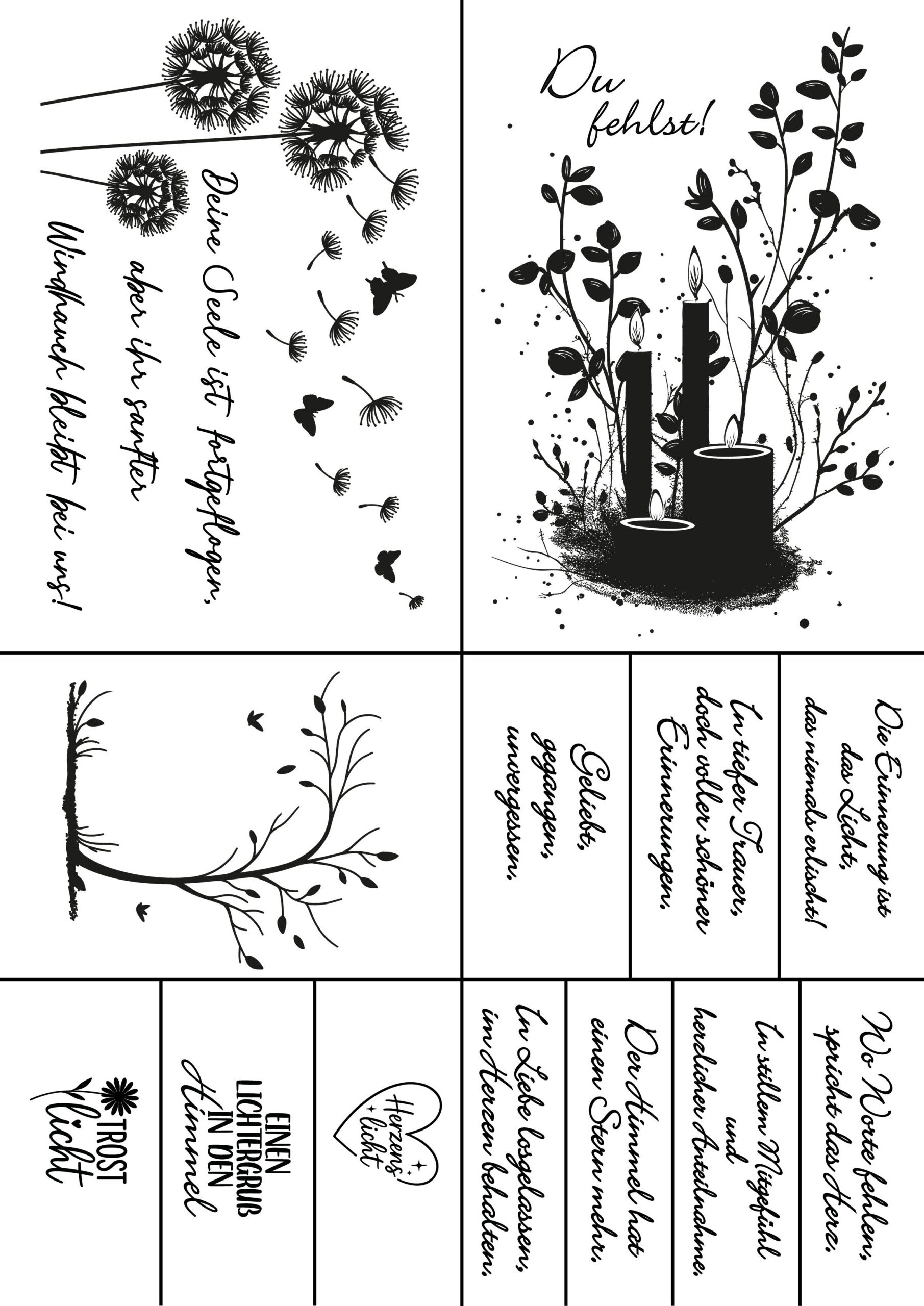 “Licht der Erinnerung” - Selbstklebende Siebdruck-Schablone - Trauer