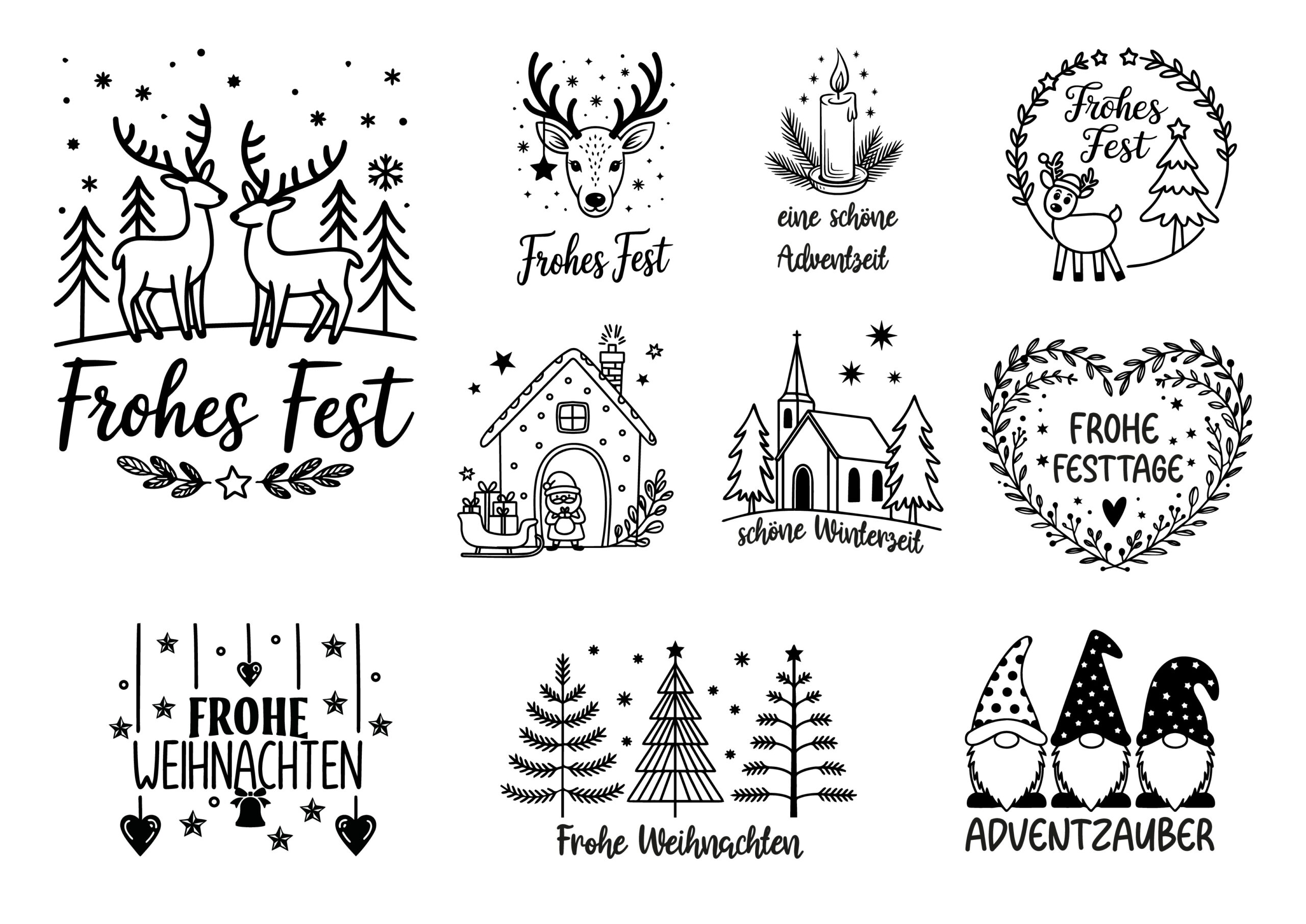 Weihnachtsillustrationen - Selbstklebende Siebdruck-Schablone – Bild 2