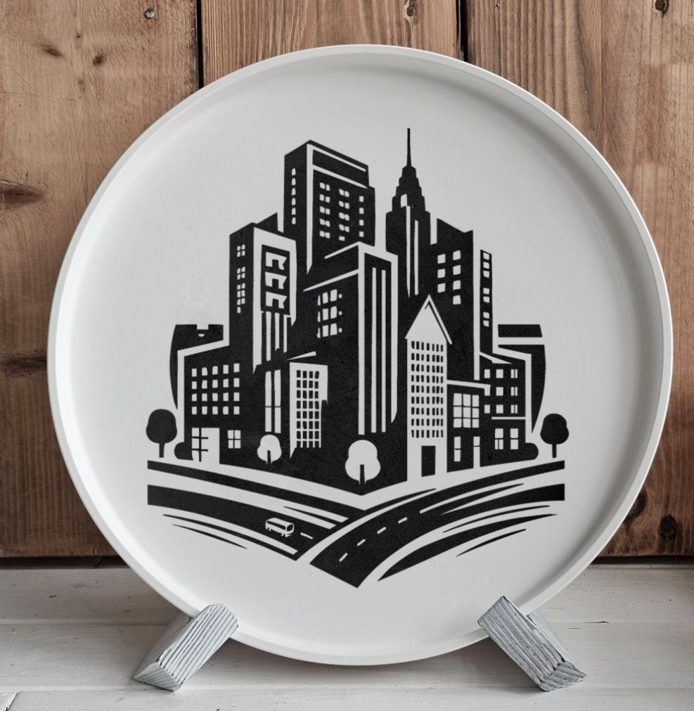 Citylove – Moderne Skyline mit Text - Selbstklebende Siebdruck-Schablone – Bild 2