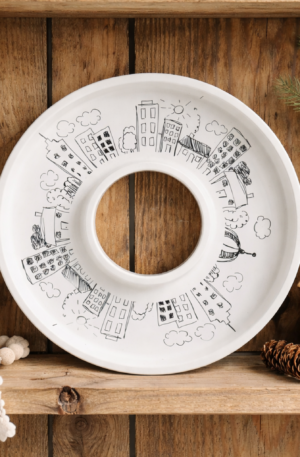 „Home Sweet Home – Städtekranz" - Selbstklebende Siebdruck-Schablone