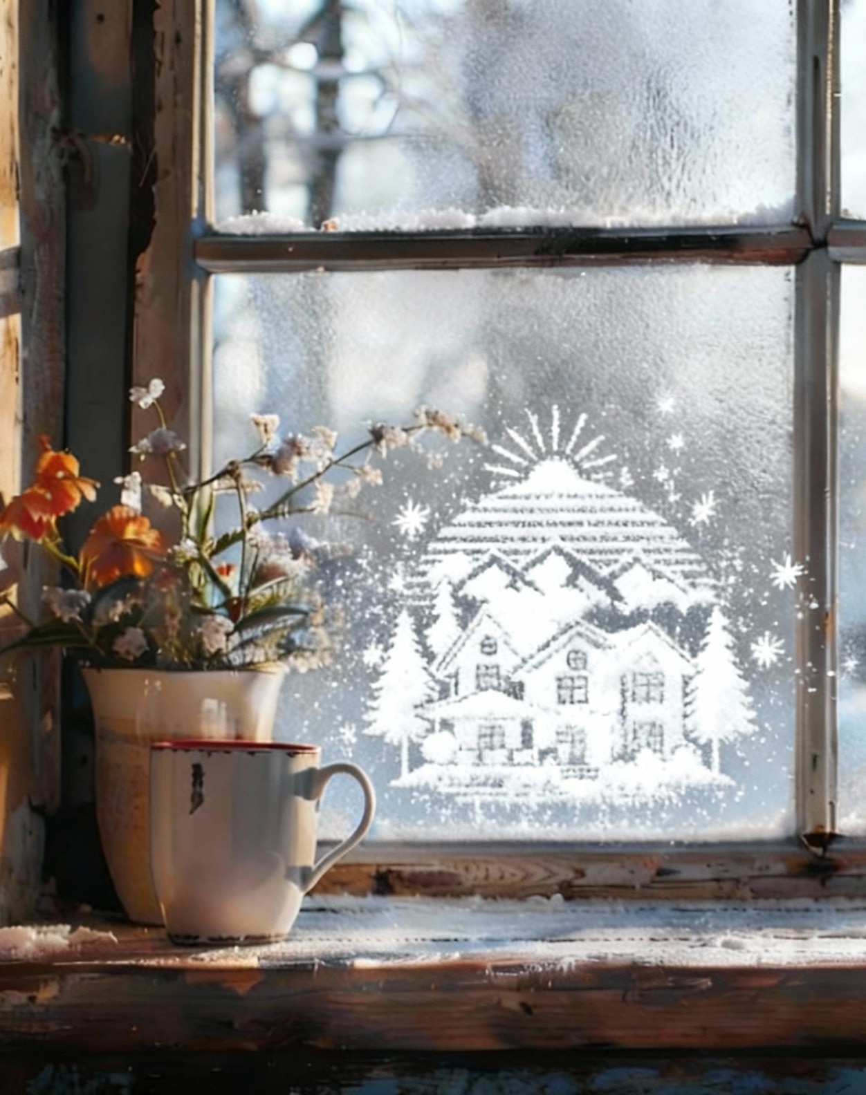 „Gemütliches Berghaus – Hereinspaziert“ - Selbstklebende Siebdruck-Schablone – Bild 2