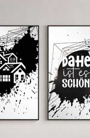 „Häusertraum – Rundmotiv“- Glücksplatz - Daheim ist es am schönsten - Selbstklebende Siebdruck-Schablone