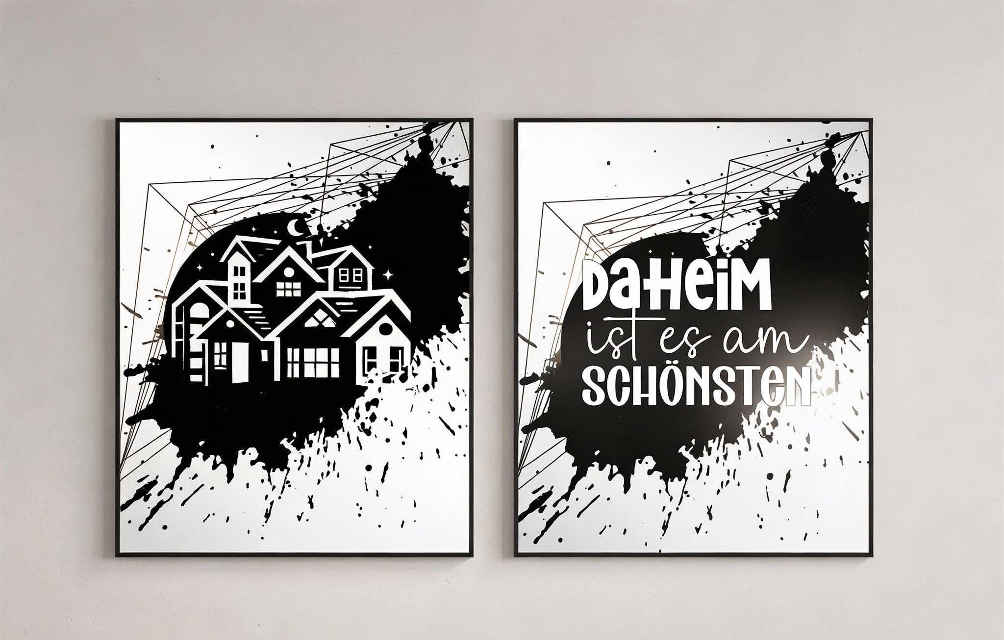 „Häusertraum – Rundmotiv“- Glücksplatz - Daheim ist es am schönsten - Selbstklebende Siebdruck-Schablone