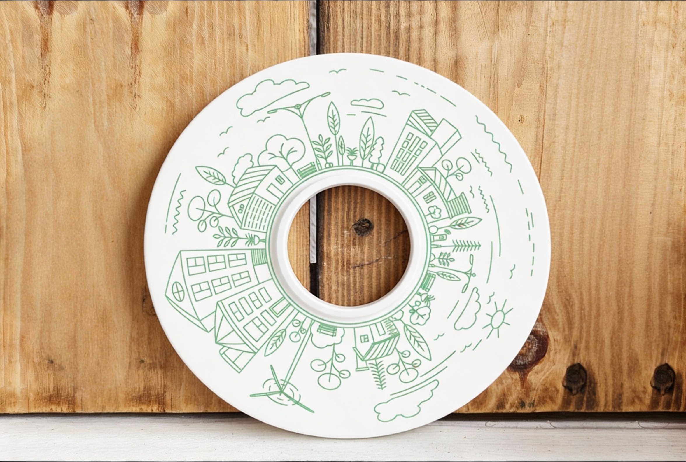 Selbstklebende Siebdruck-Schablone -„Wohlfühlzuhause – Verspieltes Stadt- und Naturmotiv“ – Bild 5