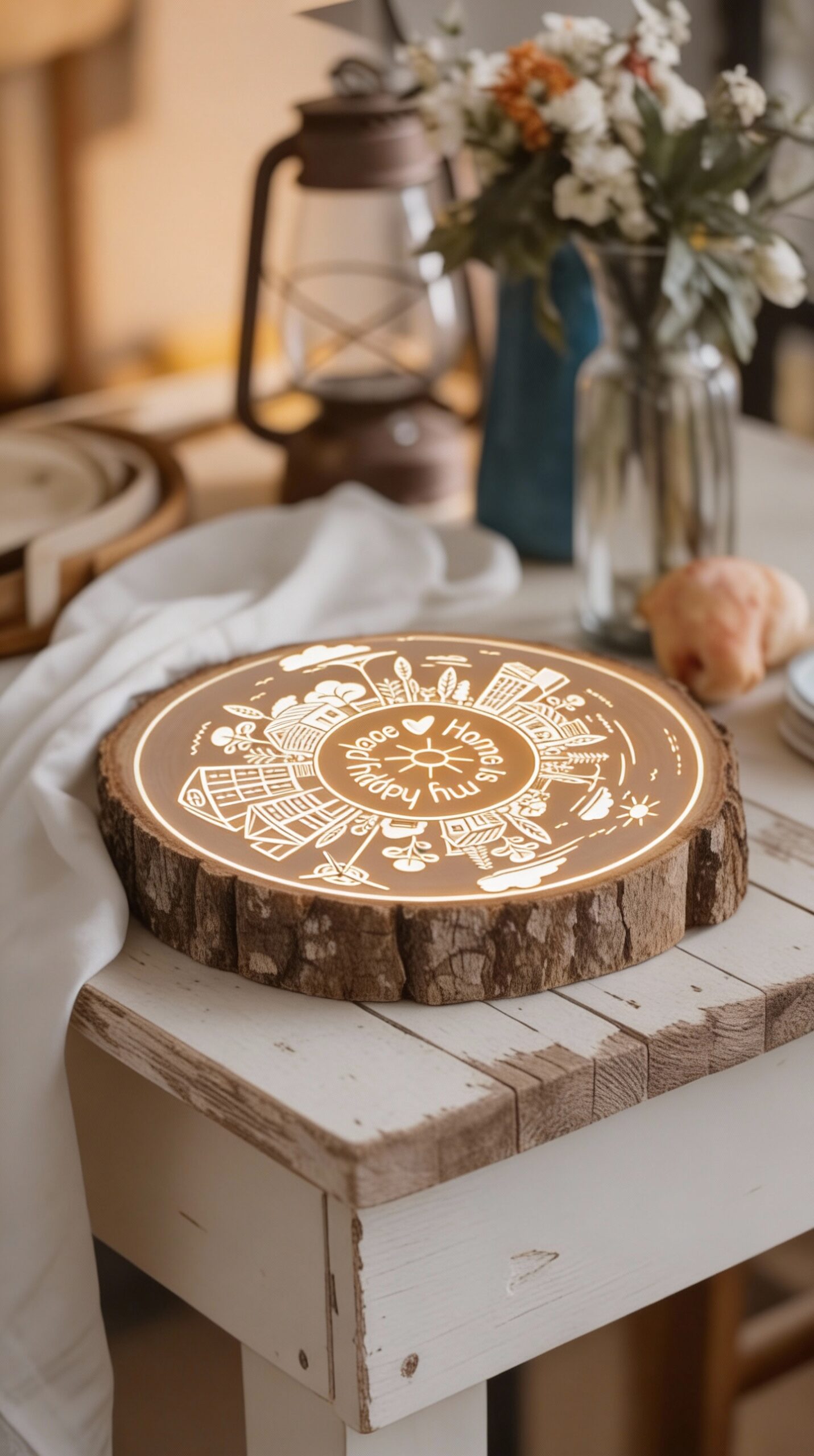 Selbstklebende Siebdruck-Schablone -„Wohlfühlzuhause – Verspieltes Stadt- und Naturmotiv“ – Bild 4