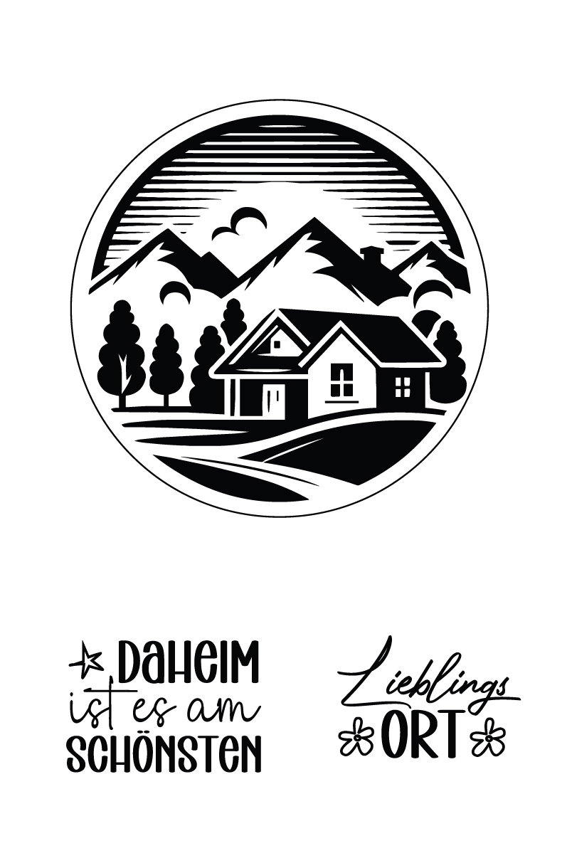 „Lieblingsort – Modernes Hausmotiv“ - Selbstklebende Siebdruck-Schablone