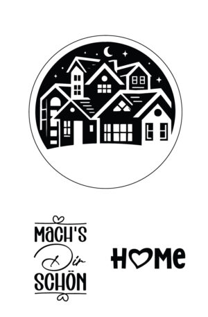 „Mach’s dir schön“ –  Selbstklebende Siebdruck-Schablone im Häuserkranz