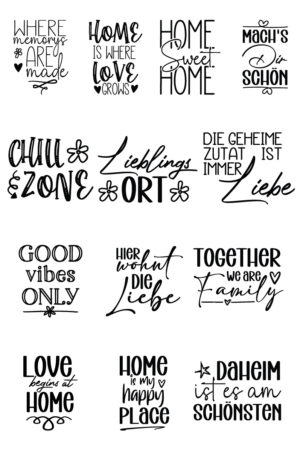 Selbstklebende Siebdruck-Schablone - „Love • Family • Home – Inspirierende Lettering-Spruchsammlung“