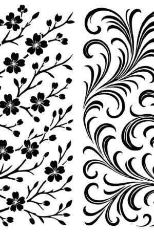 Selbstklebende Siebdruck-Schablone - „Elegance Mix – Florale & Ornamente für kreative Drucke“