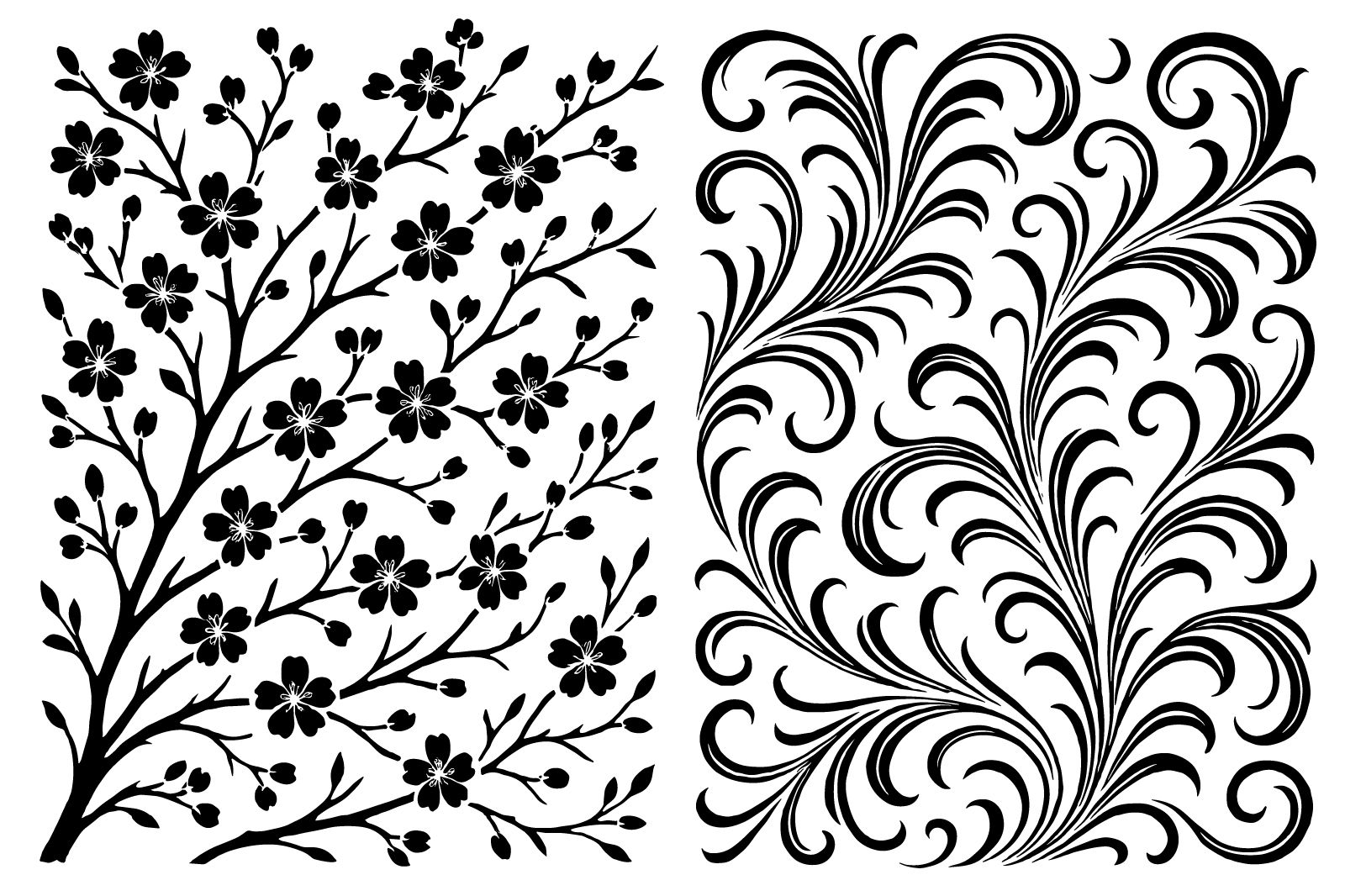 Selbstklebende Siebdruck-Schablone - „Elegance Mix – Florale & Ornamente für kreative Drucke“